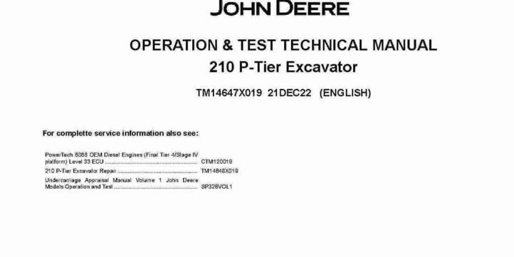 John Deere 210 P-Tier Crawler Excavators Operation and Test Manual TM14647X019 John Deere 210 P-Tier Crawler Excavators Operation and Test Manual TM14647X019